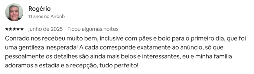 Avaliação de Rogério no Airbnb